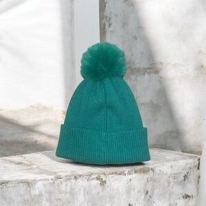 Teal Pom-Pom Knit Beanie for Kids